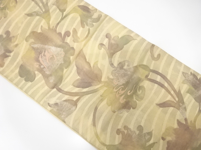 JAPANESE KIMONO / ANTIQUE FUKURO OBI / SILK / WOVEN CHINESE FLOWER